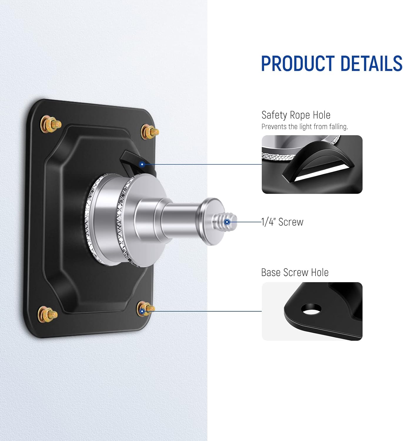 Neewer ST-NA-9: Ceiling Mount Adapter with 5/8” Stud and 1/4” Screw (4 Pack)