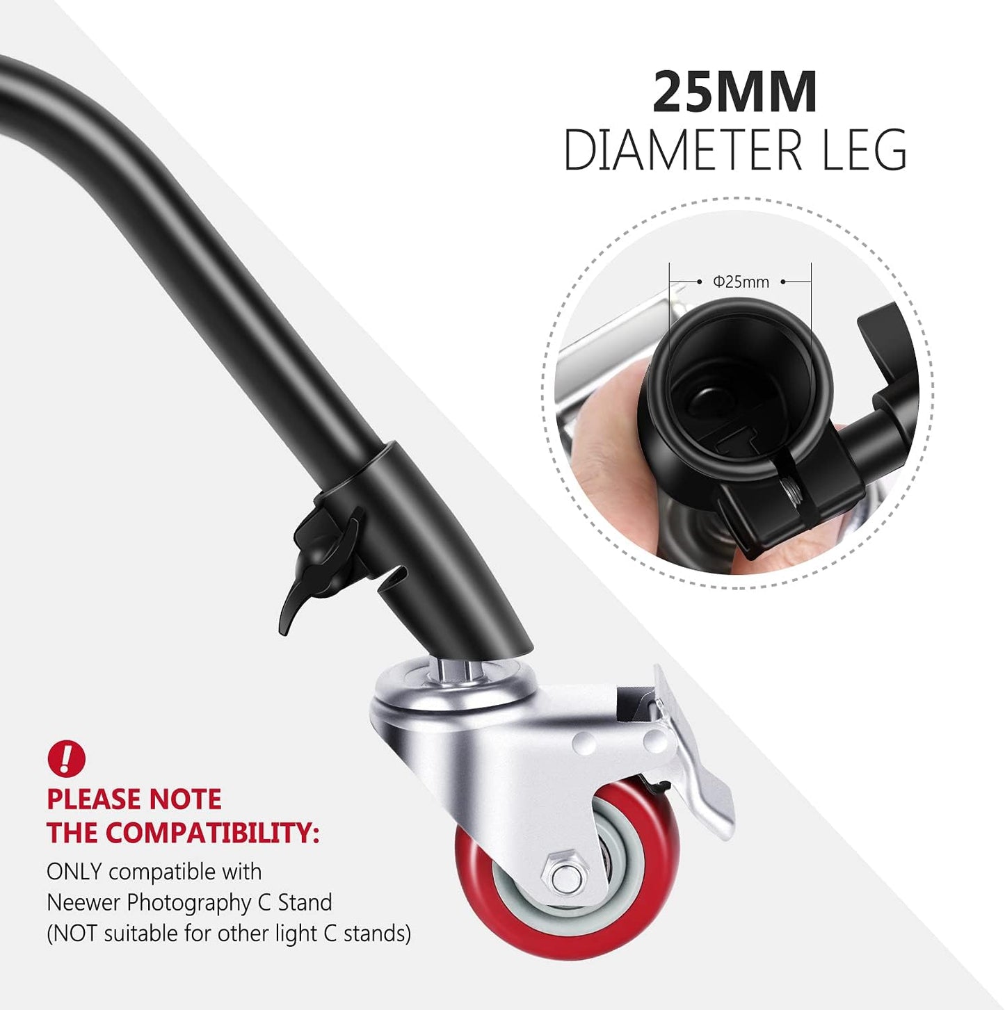 Neewer 10098283 Swivel Castor Wheels for C Stand