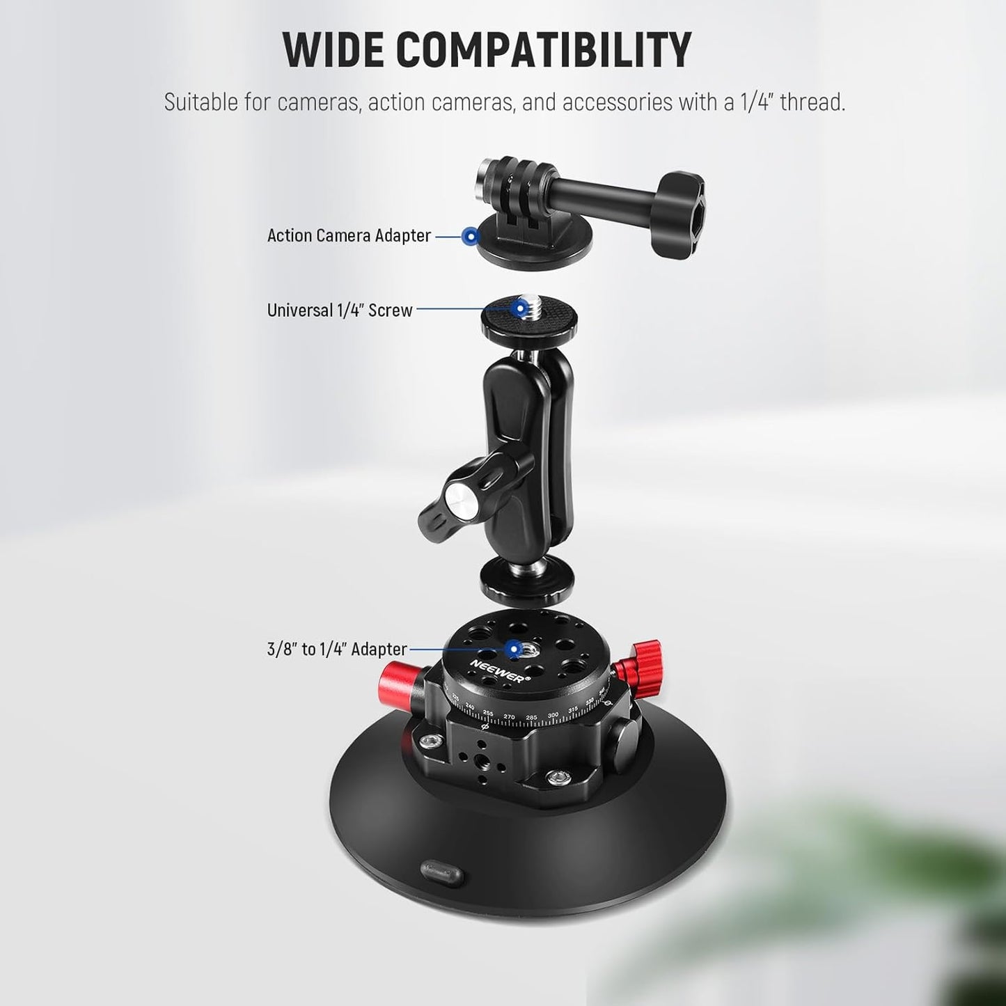 Neewer CA013 6-inch Camera Suction Cup Mount