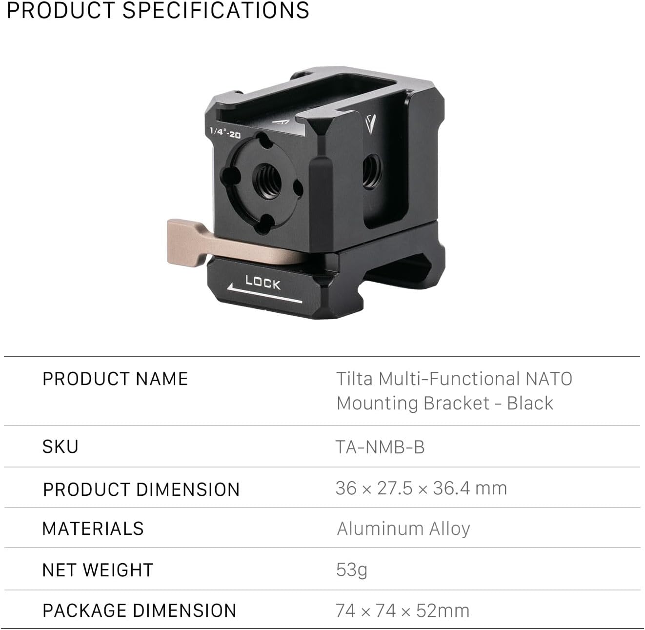 Tilta TA-CMB-B Multi-Functional Cold Shoe Mounting Bracket Black