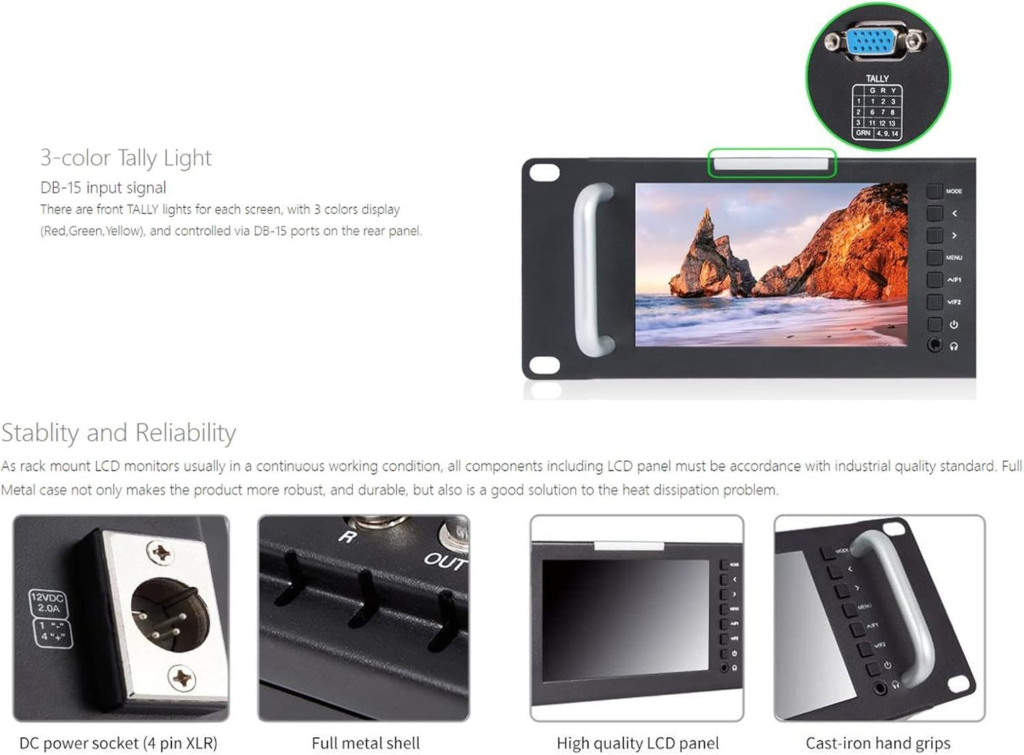 FEELWORLD T51-H Triple 5" LCD Rack Mount Monitor