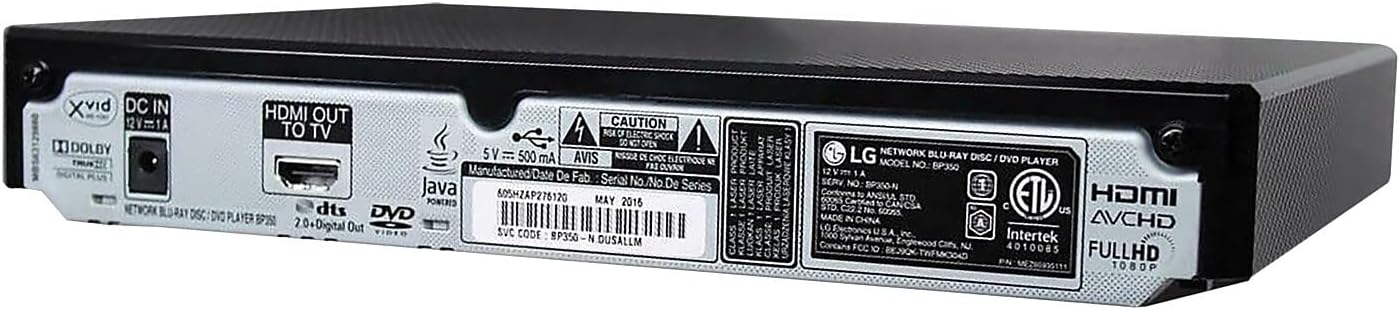 LG BP350 Blu-Ray Player with WiFi Streaming