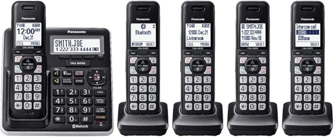 Panasonic KX-TGF775S 5-Handset Link2Cell Cordless Phone (Renewed)