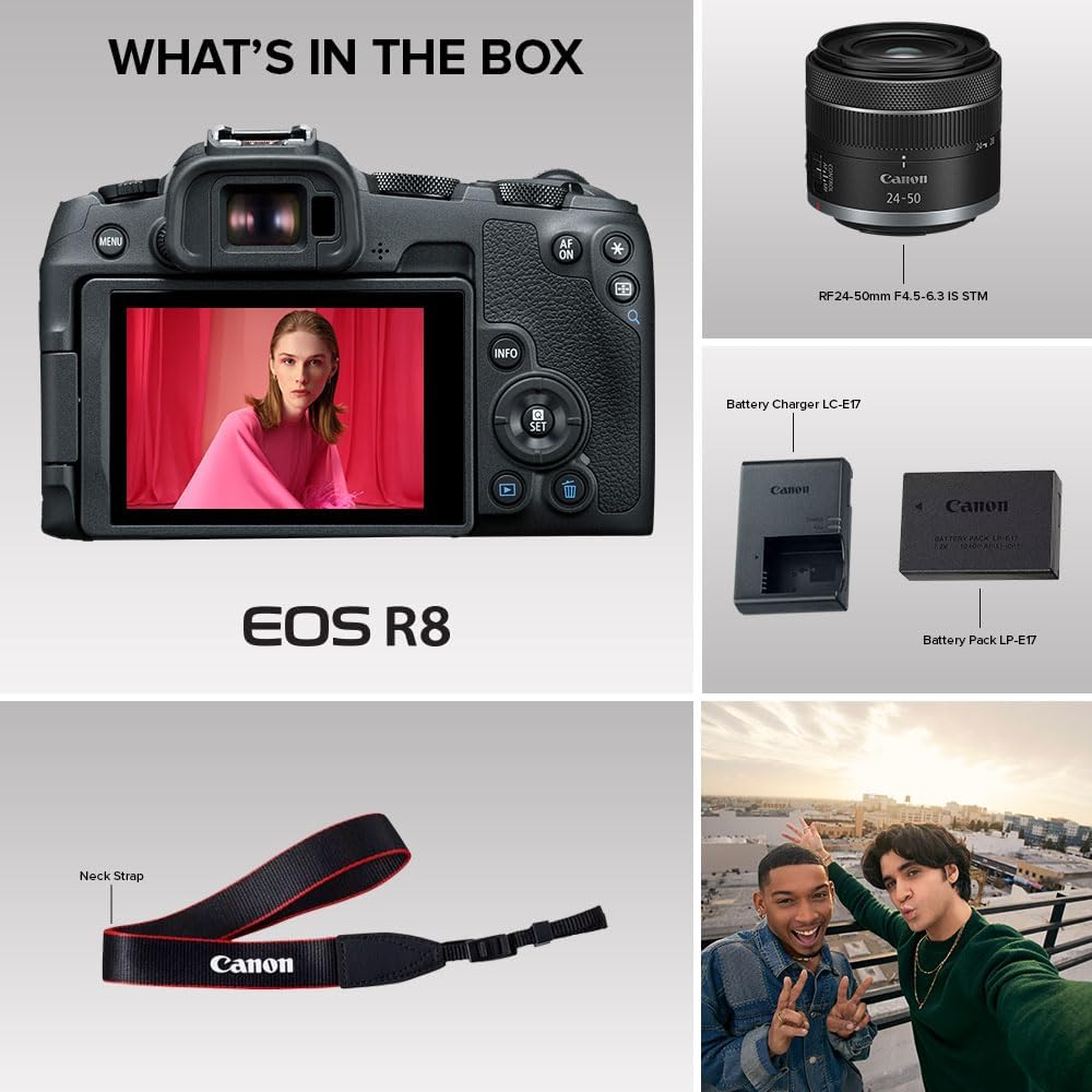 Canon 5803C012 EOS R8 Mirrorless Camera with RF24-50mm Lens