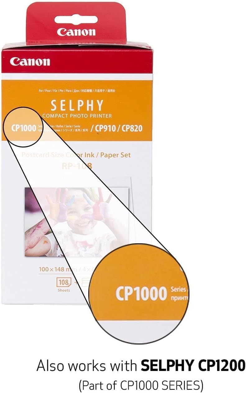 Canon 8568B001 SELPHY CP910 Ink/Paper Set RP-108 (2 Pack)