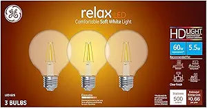 GE 43306 Relax LED 60W Soft White G25 Globe Bulbs 3-Pack