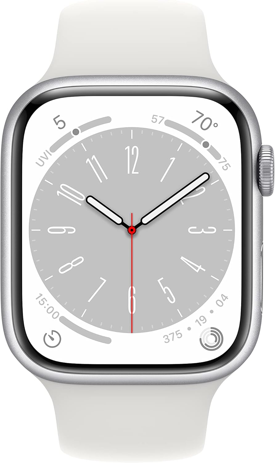 Apple Watch Series 8, GPS, 45mm, Silver (Renewed)