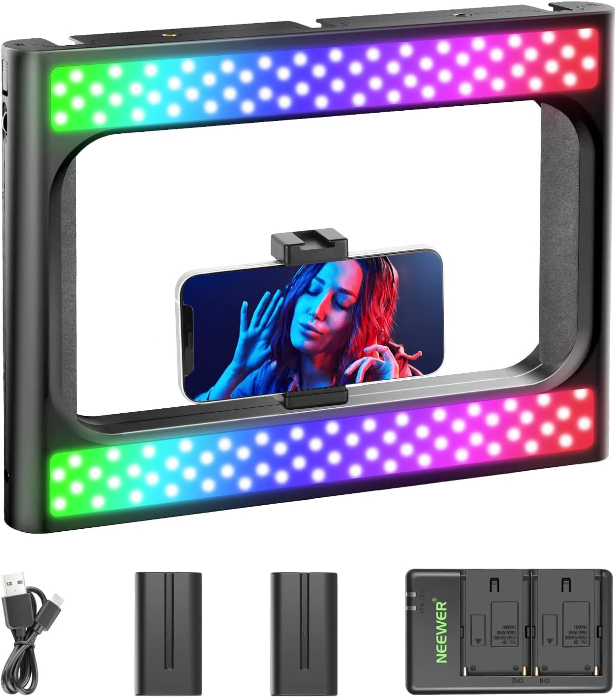 Neewer 10100582 RGB LED Ring Light Selfie - Video Stabilizer