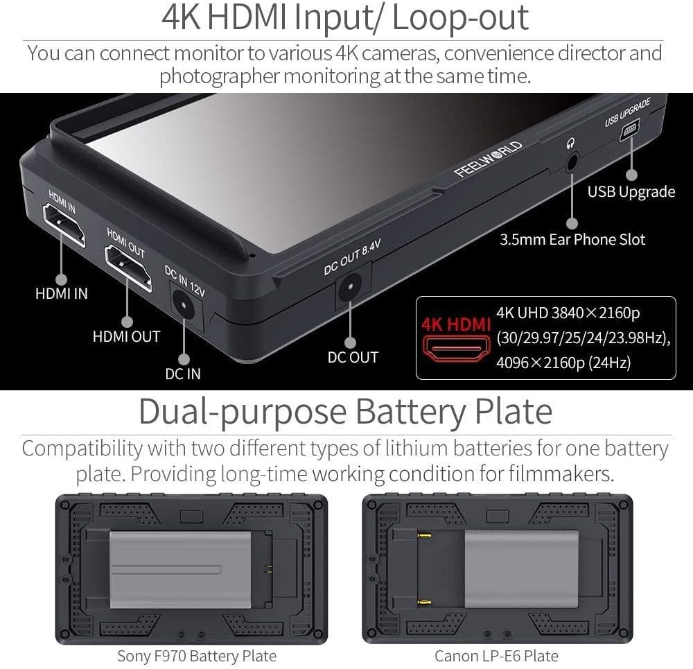 FEELWORLD F570 5" Camera Field Monitor 4K HDMI