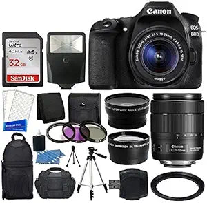Canon EOS 80D DSLR Camera 18-135mm Lens Bundle