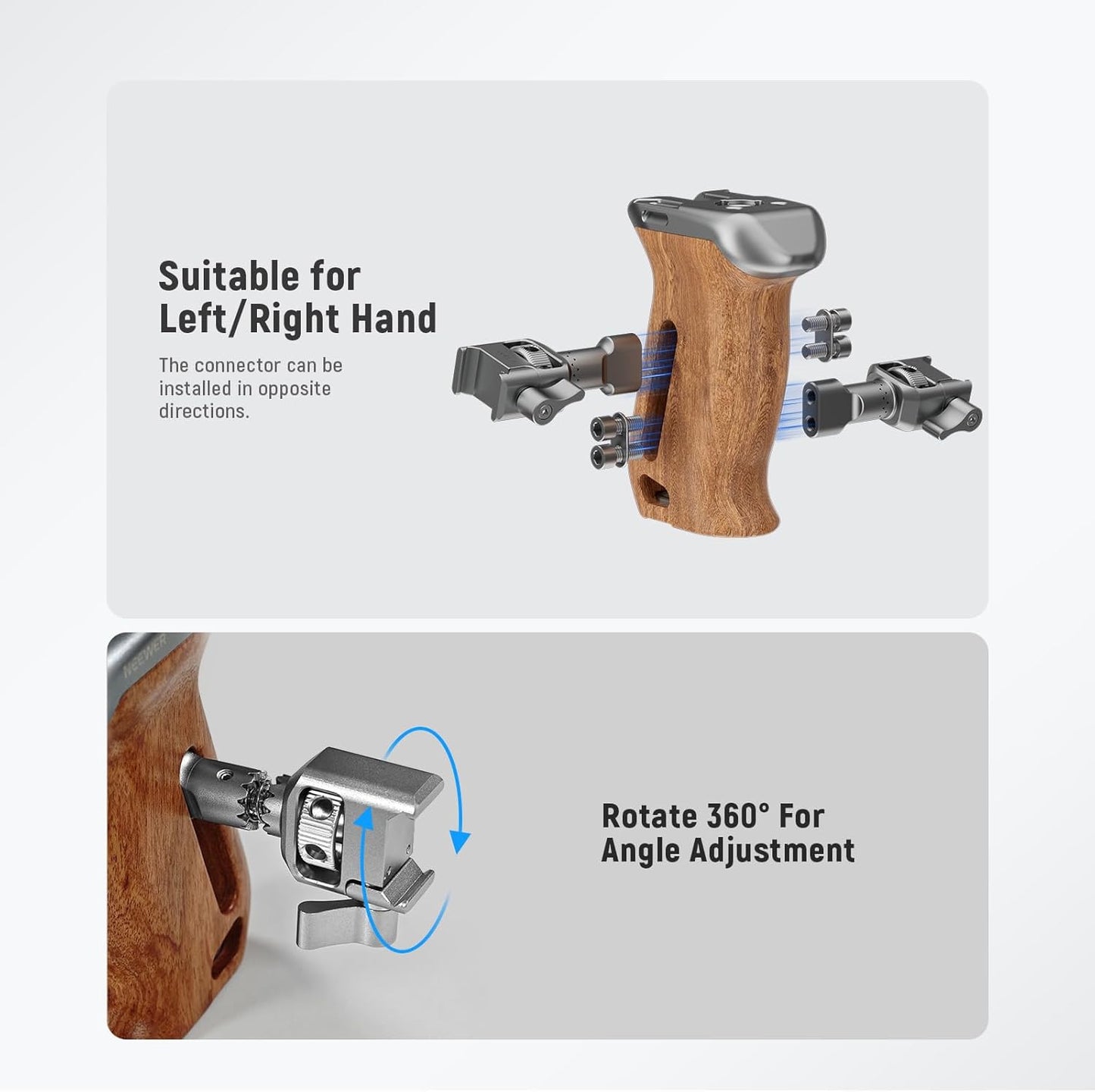 Neewer 10104266 Wooden Camera Side Handle Grip NATO Clamp
