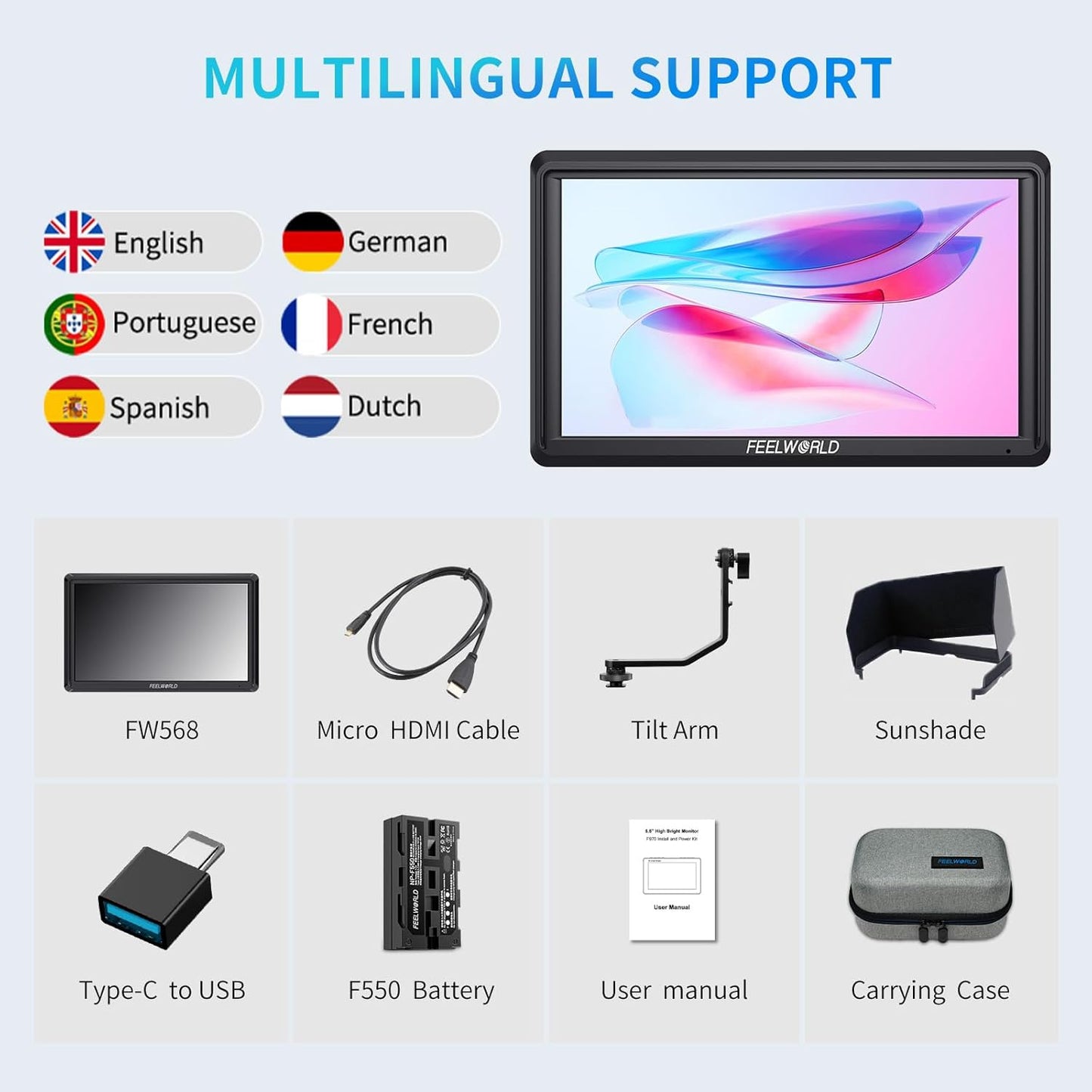 FEELWORLD AU-FW568 V3 6" 4K HDMI Camera Monitor