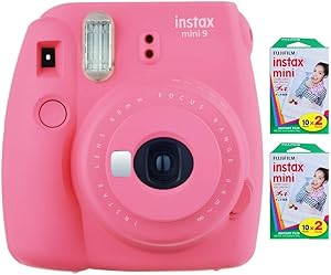 Fujifilm Instax Mini 9 Flamingo Pink Camera + Film (Renewed)
