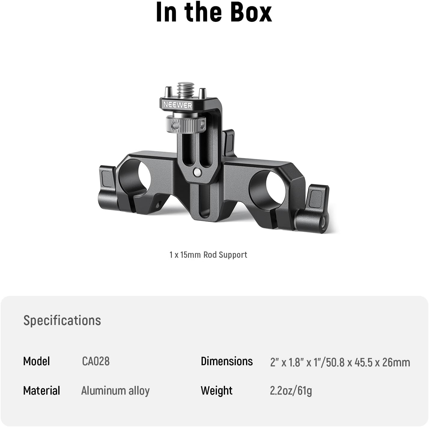 Neewer 10102568 15mm Rod Support Clamp