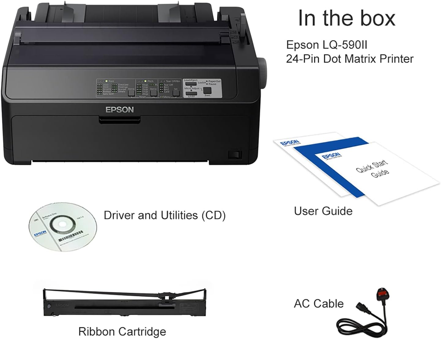 Epson 590II 24-Pin Dot Matrix Impact Printer Serial