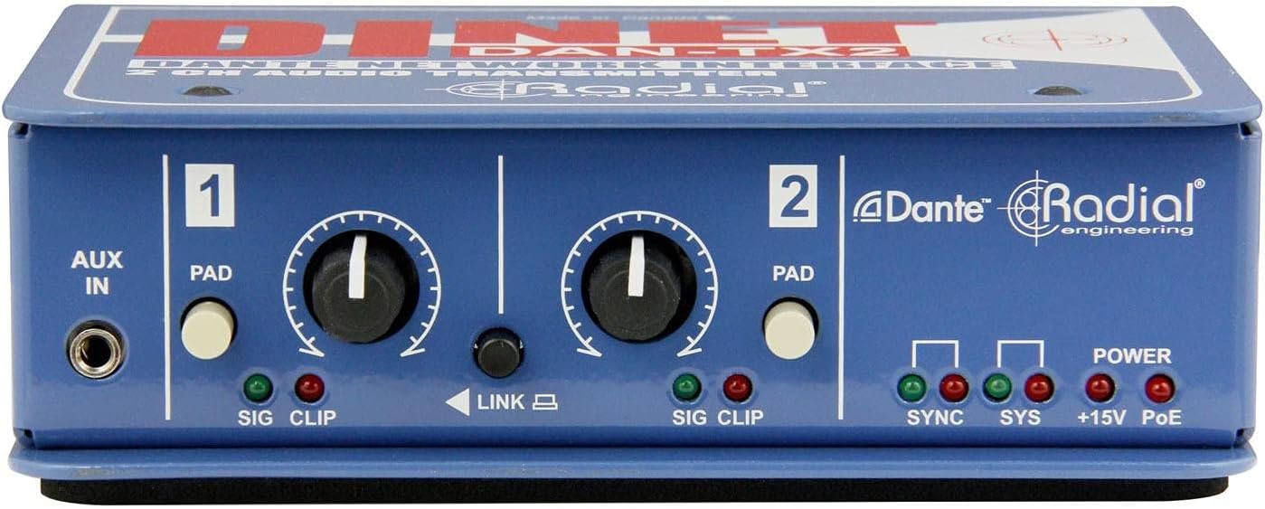 Radial Engineering DiNET DAN-TX2 2-Channel Dante Network Audio Transmitter