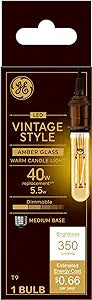 GE 42222 Vintage Style T9 LED Light Bulb Amber — main product image
