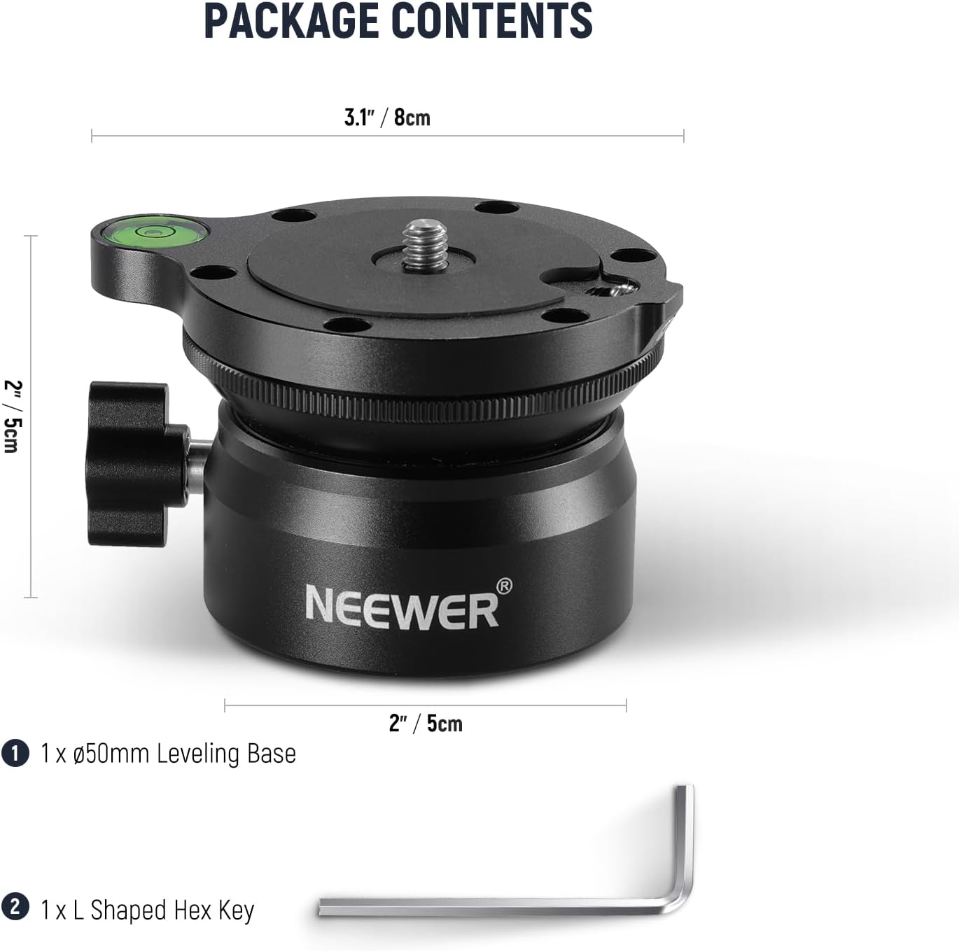 Neewer 10100829: 50mm Tripod Leveling Base with Bubble Level