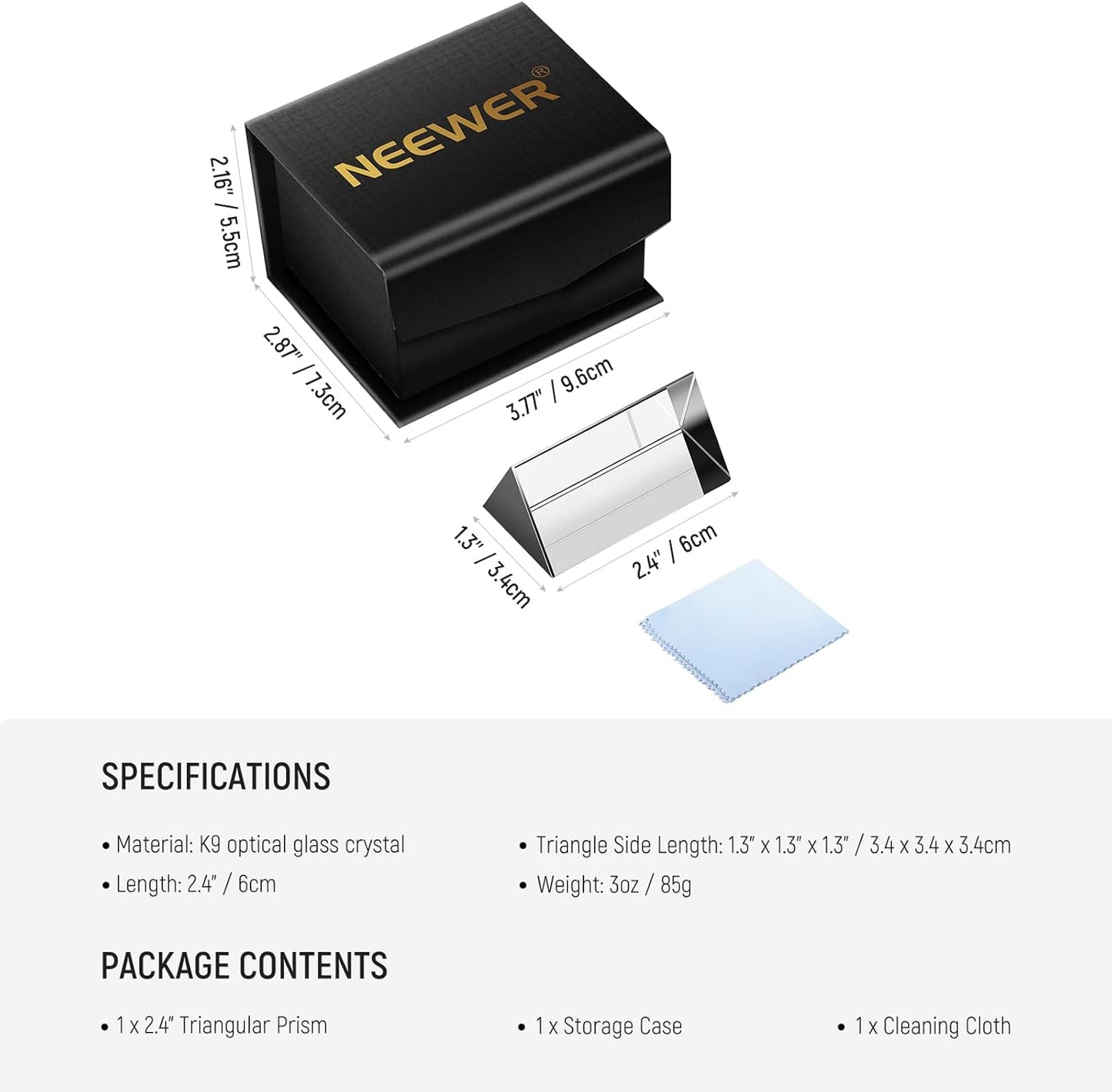 Neewer Triangular Prism 2.4" K9 Crystal Photography