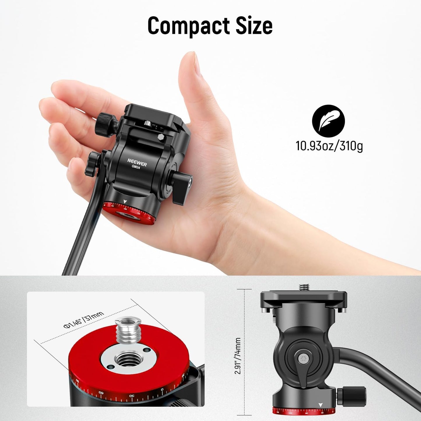 Neewer GM24 Tripod Fluid Head with Quick Release