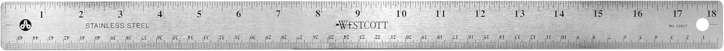 Westcott 10417 18" Stainless Steel Metal Ruler