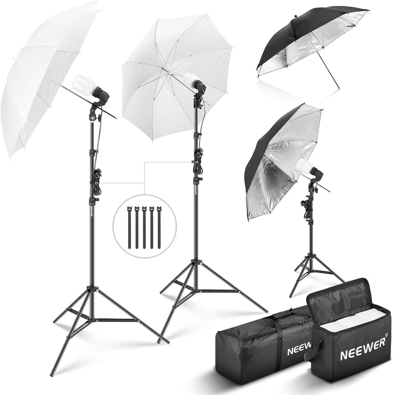 Neewer 10102119 600W Photography Lighting Kit with Umbrellas — main product image