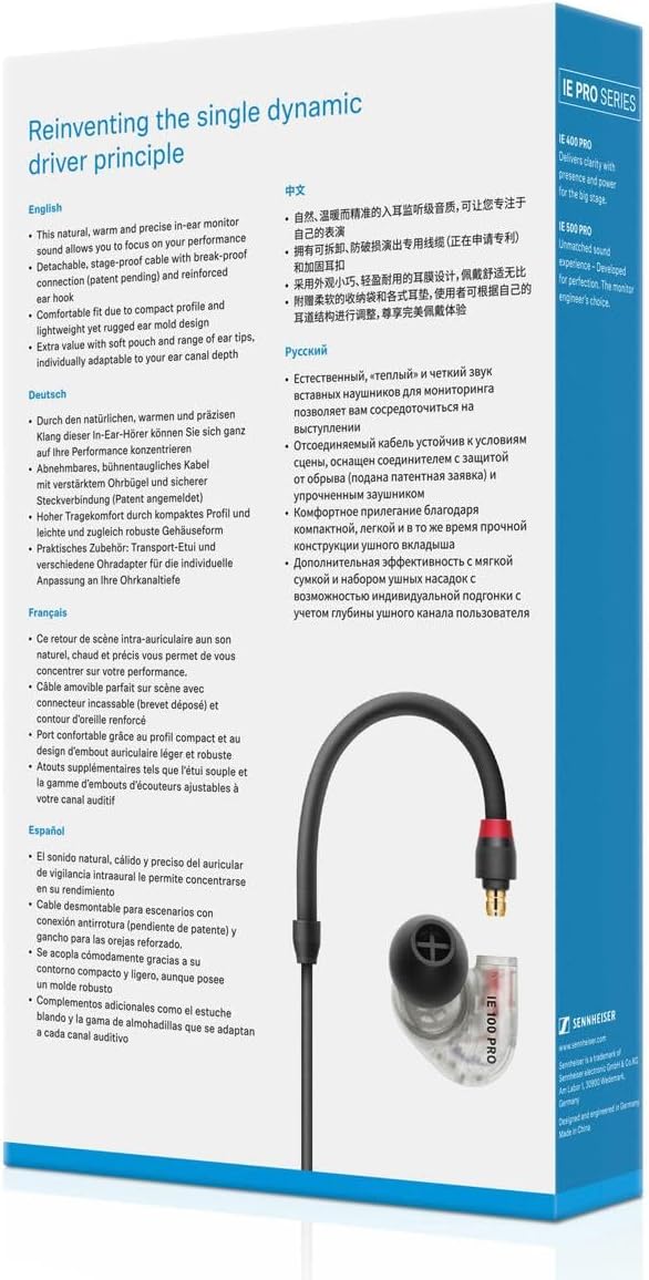 Sennheiser 508941 IE 100 PRO In-Ear Monitor Clear