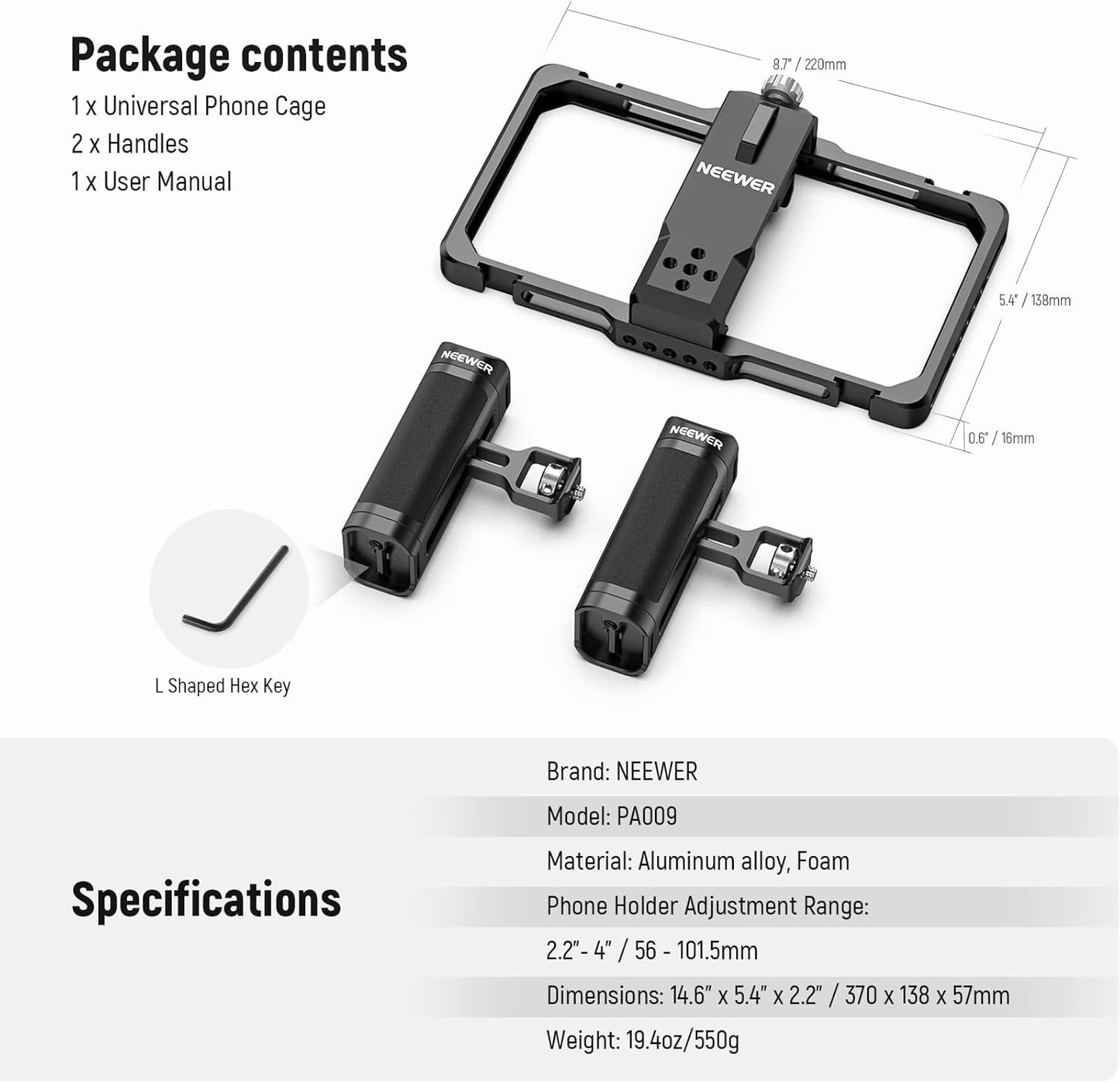 NEEWER PA009 Upgraded Phone Rig Vlogging Kit