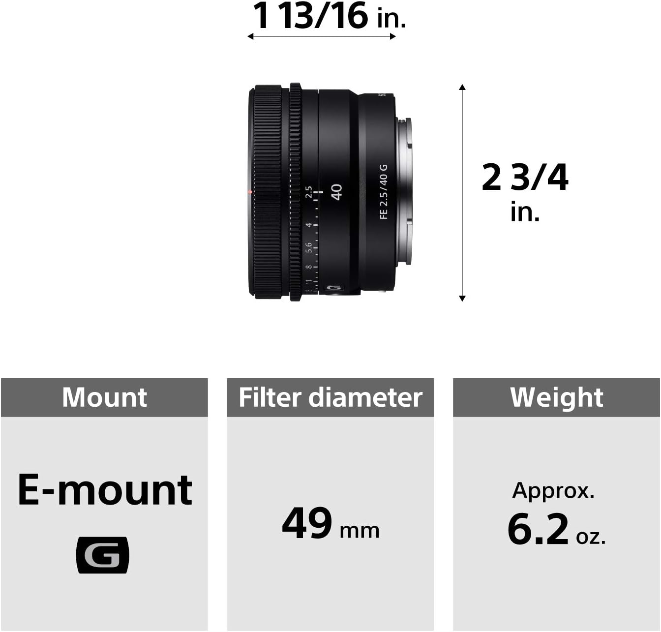 Sony SEL40F25G FE 40mm F2.5 G Ultra-Compact Lens