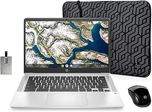 HP Chromebook 14" FHD Laptop Bundle: Celeron N4000, 4GB RAM, 64GB eMMC