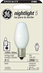 GE 27980 Nightlight Bulbs 5W C7 Small Base 24-Pack
