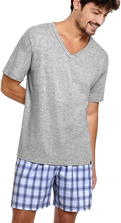 Lupo 28158-001 Men's Pajama Set Short Sleeve V-Neck — main product image