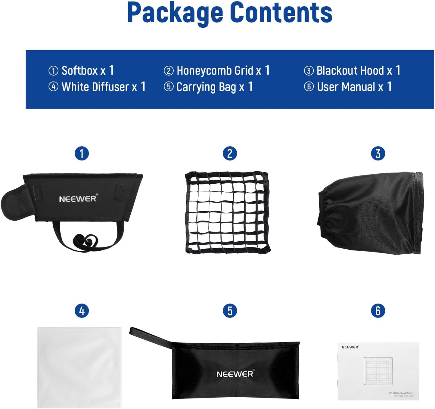 Neewer 10100877 Foldable Softbox Diffuser with Grid