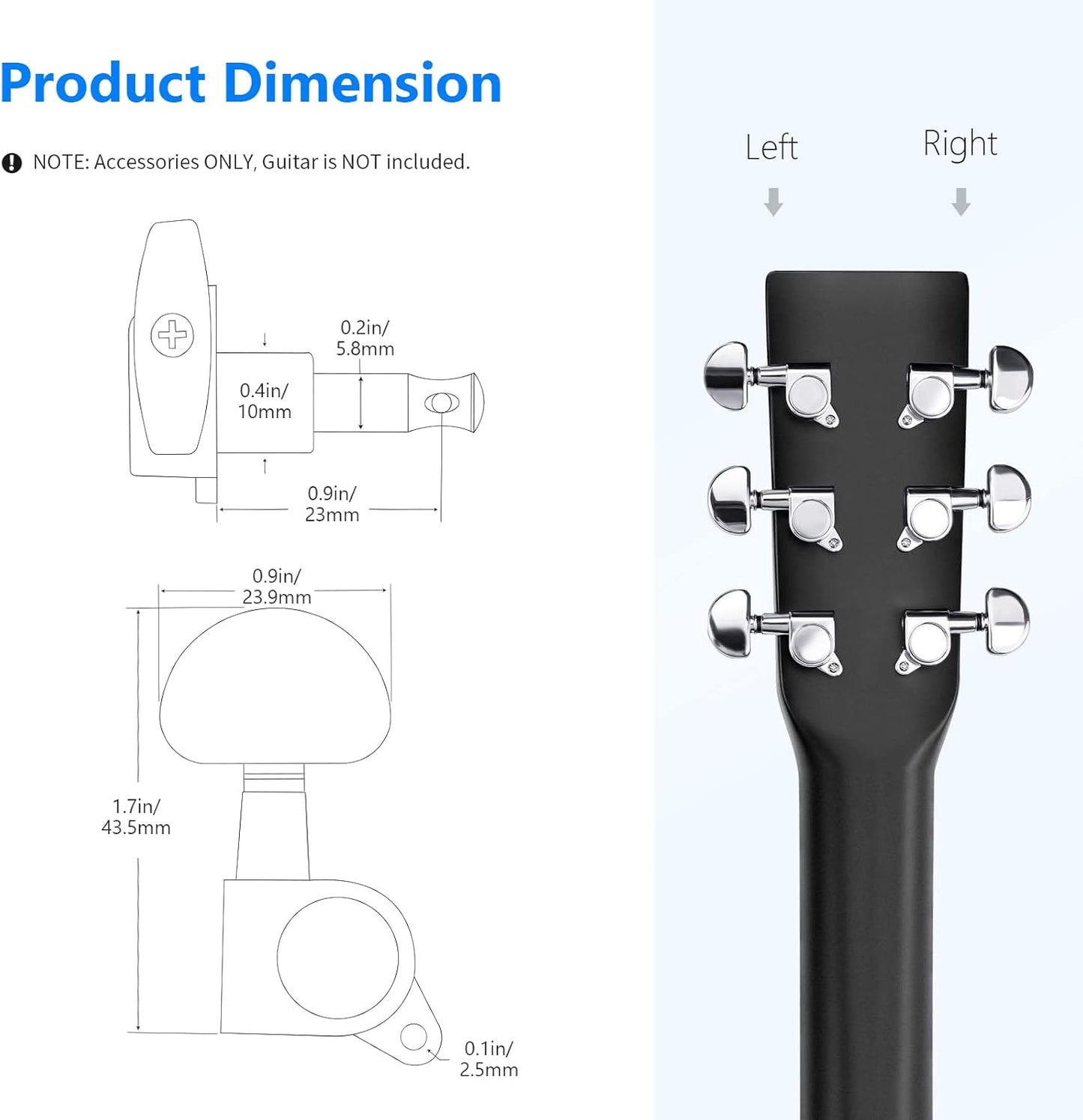 Neewer Guitar Machine Heads - Tuning Pegs Set