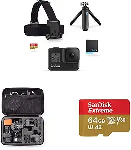 GoPro HERO8 Black Bundle Shorty Head Strap Extra Battery