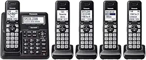 Panasonic DECT 6.0 Cordless Phone Answering Machine 5-Handset