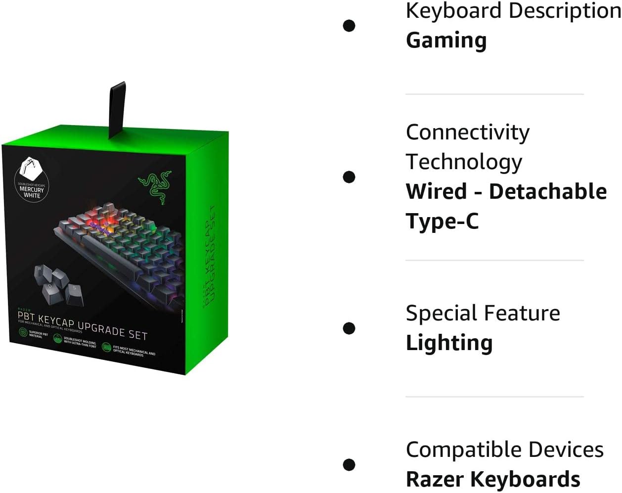 Razer RC21-01490200-R3M1 Doubleshot PBT Keycap Set - Mercury White