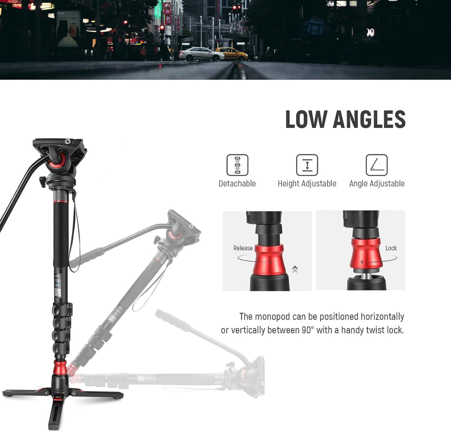 Neewer Professional Camera Monopod with Fluid Head