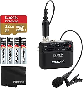 Zoom F2-BT Field Recorder - Bluetooth, Lavalier Mic, 32GB, Bundle