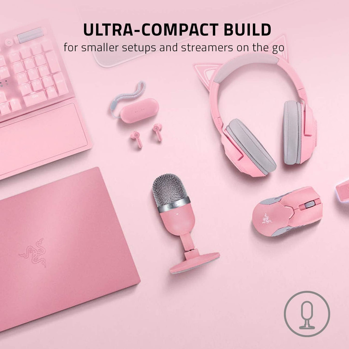 Razer Seiren Mini USB Streaming Microphone Quartz Pink Renewed