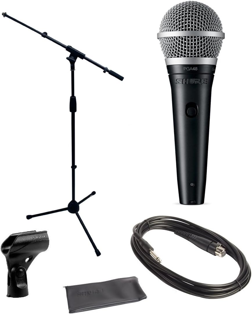 Shure PGA48 Vocal Microphone Bundle Mic Stand Cable