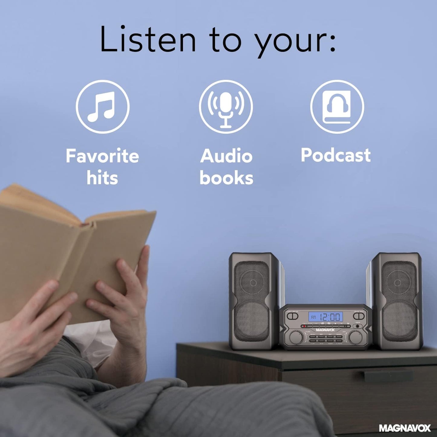 Magnavox MM435M-BK Compact CD Shelf System with Bluetooth