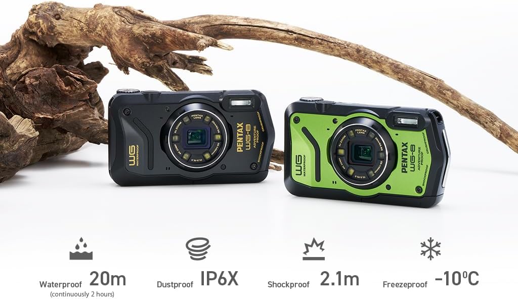 Pentax 01492 WG-8 Black Waterproof Adventure Camera