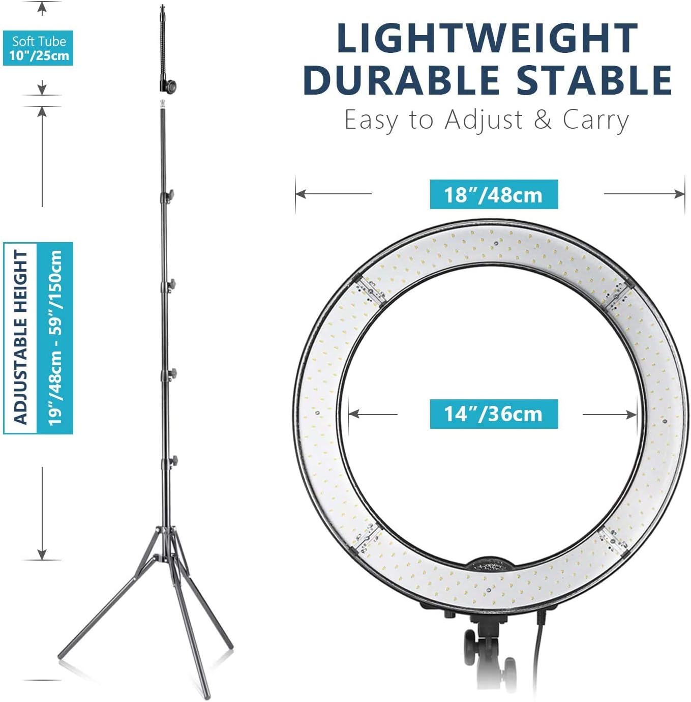 Neewer 10097703 18" LED Ring Light Kit with Stand
