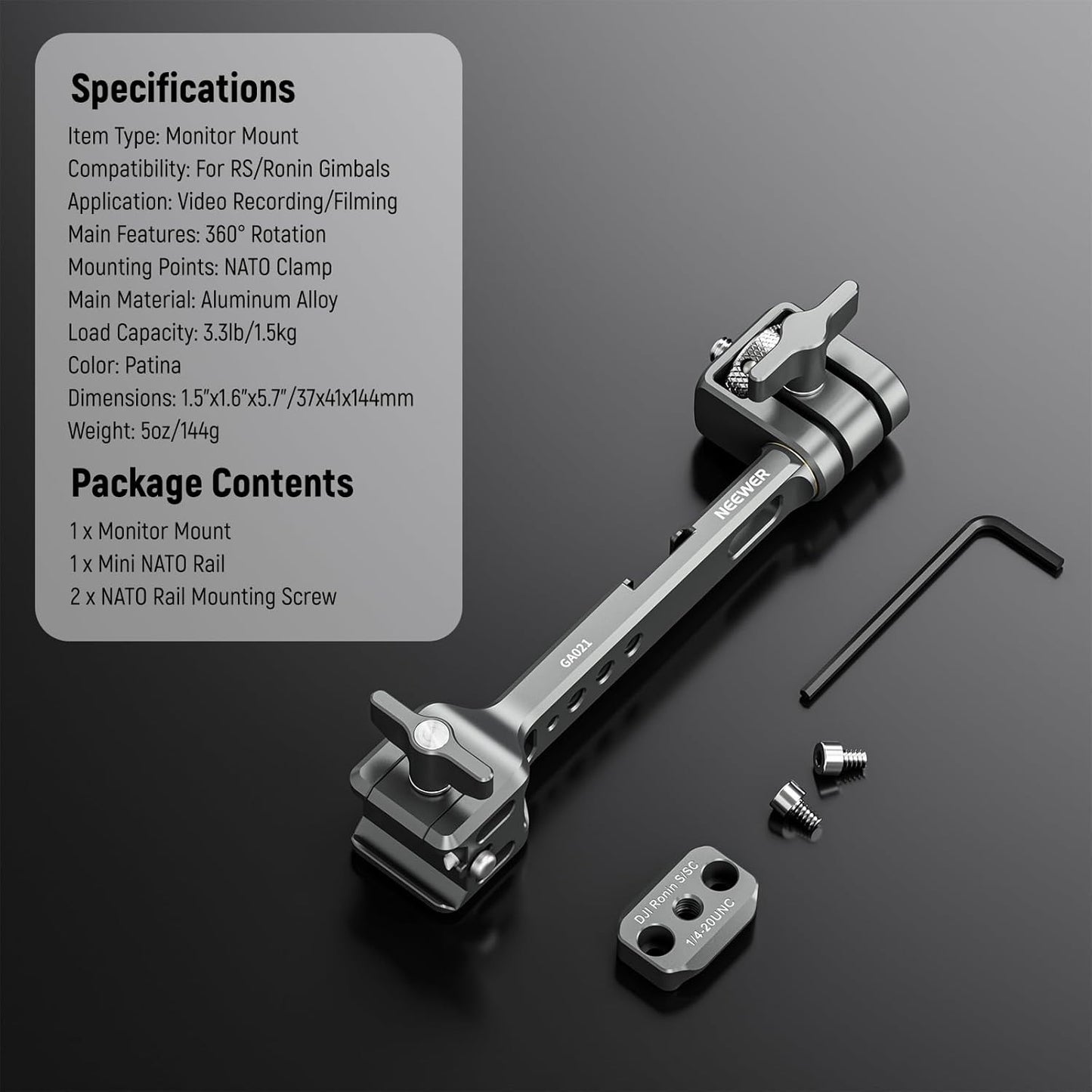 Neewer GA021 NATO Monitor Mount for RS Gimbal