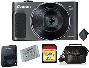 Canon PowerShot SX620 HS: Digital Camera (Black) Bundle (Renewed)