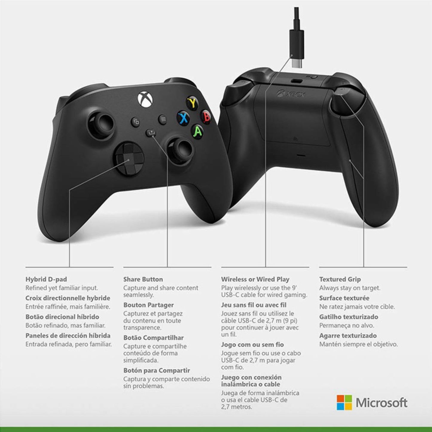 Microsoft E2MS1V800001 Xbox Wireless Controller USB-C Cable 2-Pack