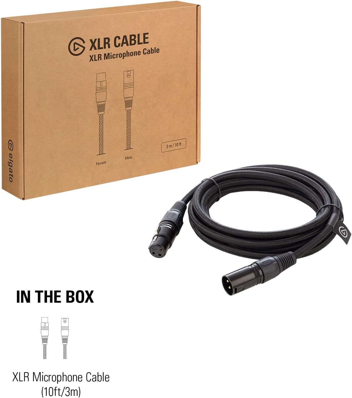 Elgato 20CAL9901 XLR Microphone Cable 10ft Shielded Cord