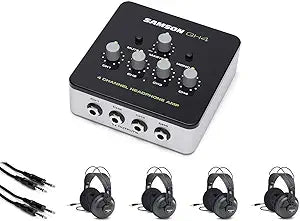 Samson QH4 Headphone Amp with 4 SR-950 Headphones