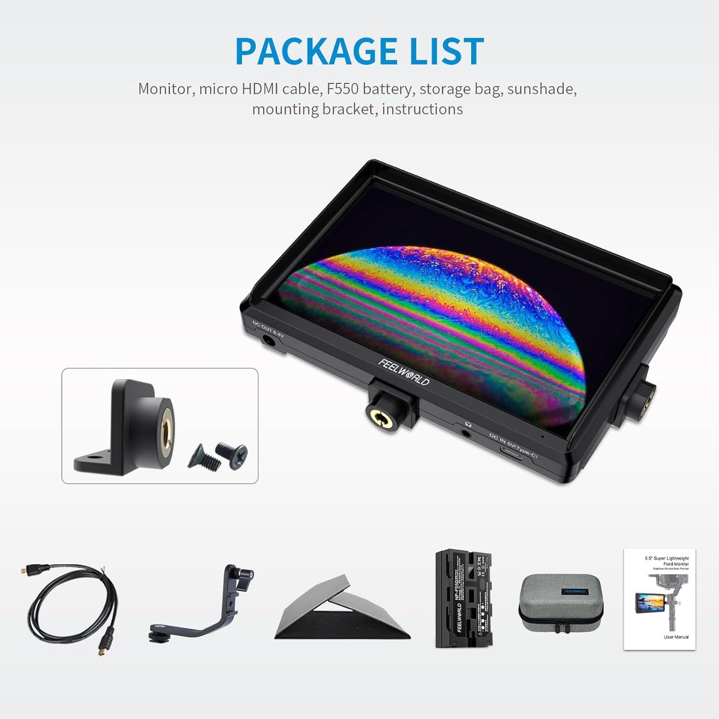 FEELWORLD 5.5 Inch S55V3 Camera Field Monitor